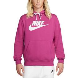 Nike Club Fleece Graphic Pullover Hoodie - Fireberry/White