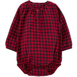 OshKosh Baby Buffalo Plaid Print Long Sleeve Bodysuit - Red/Black