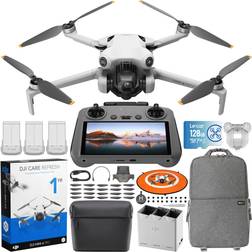 DJI Mini 4 Pro Folding Drone with RC 2 Remote With Screen Fly More Combo, 4K HDR Video, Under 249g, Omnidirectional Sensing, 3 Batteries Bundle with 1 Year Care Refresh Plan & Accessories