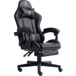 Trisens Gaming Chair im Racing-Design mit flexiblen gepolsterten Armlehnen ergonomischer PC Gaming Stuhl in Lederoptik Gaming Schreibtischstuhl mit ausziehbarer Fußstütze und extra Stützkissen