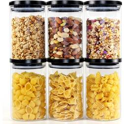 Stackable Glass Jars With Black Lids 6pcs 0.125gal