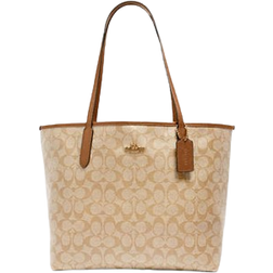 Coach City Tote In Signature Canvas - Gold/Lt Khaki/Lt Saddle