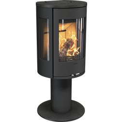 Contura 586 Style Black on Pedestal with Side Glass/Cast Iron Door