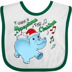 Inktastic I Want a Hippopotamus for Christmas Hippo in Santa Hat Boys or Girls Baby Bib