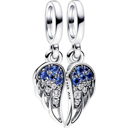 Pandora Sparkling Splitable Angel Wings Dangle Charm - Silver/Blue/Transparent