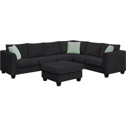Bed Bath & Beyond Sectional Couches with Ottoman Black Sofa 112" 6 Seater