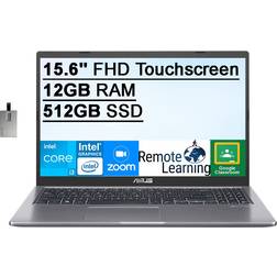 VivoBook 15 2022 Laptop with 15.6-inch FHD Touchscreen, Intel Core i3-1115G4 Processor, 12GB RAM, 512GB SSD, Backlit Keyboard, Intel UHD Graphics, VGA Webcam, Win10S, Gray, 32 SnowBell USB Card GB