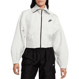 Nike Women's Sportswear Tech Fleece Loose Full-Zip Track Jacket - Light Grey/Heather/Black