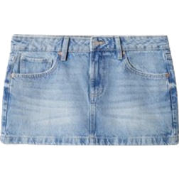 Mango Avery Low Rise Denim Mini Skirt - Medium Vintage Blue