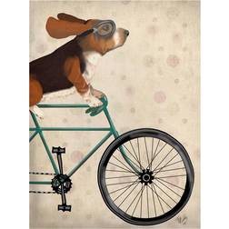 Happy Larry Cycling Tour Basset On Bike Multicolor Bild 30x40cm