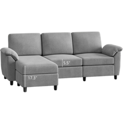 Bed Bath & Beyond Futzca Sectional Couch Light Grey 79.1" 4 Seater