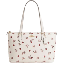 Coach Gallery Tote With Ladybug Floral Print - Gold/Chalk Multi