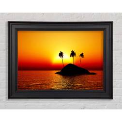 Highland Dunes Palmtree Island At Sunset Black Bild 141.4x100cm