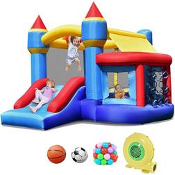 Costway Castle Slide Inflatable Bounce House with Ball Pit and Basketball Hoop