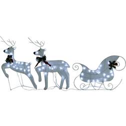 vidaXL Reindeer & Sleigh White 25.2" 2pcs