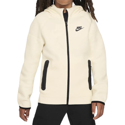 Nike Older Kid's Sportswear Tech Fleece Full Zip Hoodie - Coconut Milk/Black/Black ( FD3285)