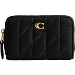 Coach Small Zip Around Card Case With Pillow Quilting - Nappa Leather/Brass/Black
