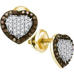 FB Jewels Heart Earrings - Gold/Diamond