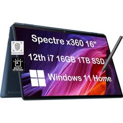 HP Spectre X360 2-in-1 Business (16" 3K QHD+ Touchscreen, Intel 14-Core i7-12700H, 16GB RAM, 1TB SSD, IST Stylus) Long Battery Life, Fingerprint, Backlit, Thunderbolt 4, Wi-Fi 6E, Win 11 Home