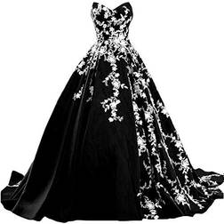 Kivary Lace Long Ball Gown Prom Evening Dresses - Black