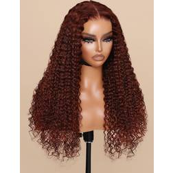 UNice Bye-Bye Knots 7x5 Glueless Lace Curly Wig 14 inch Reddish Brown