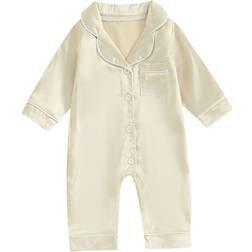 Pudcoco Baby Satin Long Sleeve Pajamas - Gold