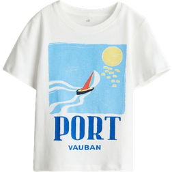 H&M Printed T-shirt - White/Port Vauban (1216652026)