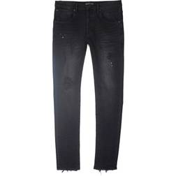 Purple Mid Rise Slim Jeans - Black Repair