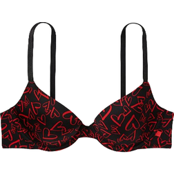 Victoria's Secret Sexy Tee Lightly Lined Smooth Demi Bra - Black/Red Hearts