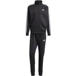 adidas Basic 3-Stripes Fleece Tracksuit - Black