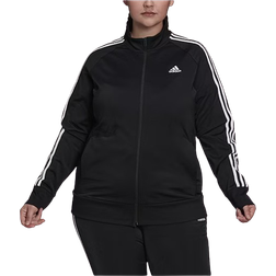 adidas Essentials Warm-Up Tricot Slim 3-Stripes Track Jacket (Plus Size) - Black