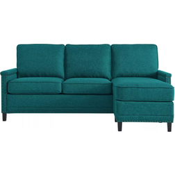 modway Ashton Upholstered Sectional Teal Sofa 80.5" 3 Seater