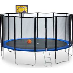 ExacMe Luxury Trampoline 457cm + Premium Enclosure + Rectangular Basketball Hoop
