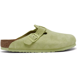 Birkenstock Boston Soft Footbed Suede Leather - Faded Lime