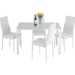 FDW Home Furniture White Dining Set 27x47" 5