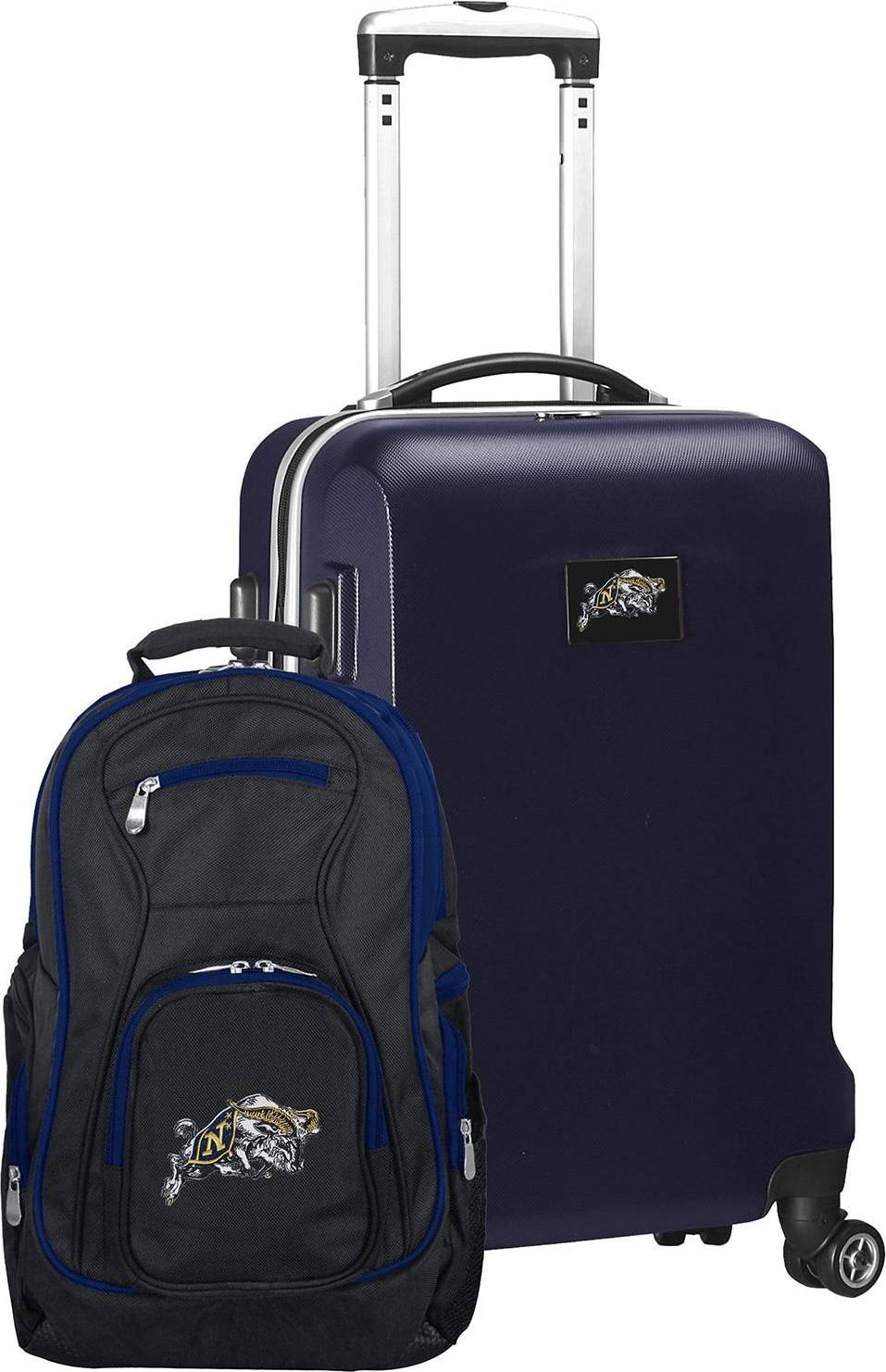 Black NCAA Navy Midshipmen Deluxe 2-Piece Backpack & Carry-On Set 