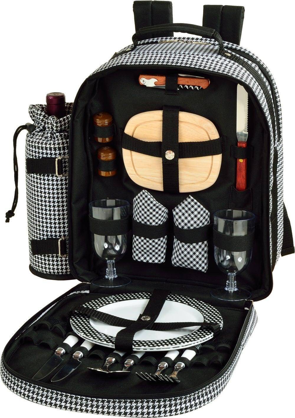 Chevron Blue Picnic at Ascot 080-SCB Deluxe Equipped 2 Person Picnic Backpack with Cooler & Insulated Wine Holder 