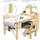 GDLF Kids Art Table & 2 Chairs Wooden Drawing Desk