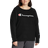 Champion Script Logo Powerblend Fleece Boyfriend Crew Sweatshirt Plus Size - Black