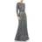 Mac Duggal Beaded Long Sleeve Evening Gown - Charcoal