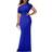 YMDUCH Women's Elegant Sleeveless Off Shoulder Bodycon Long Dress - Royal Blue