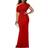 YMDUCH Women's Elegant Sleeveless Off Shoulder Bodycon Long Dress - Red