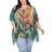 White Mark Short Caftan with Tie-Up Neckline Plus Size - Green Peacock