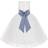 Ekidsbridal Junior Floral Lace Flower Girl Christening Baptism Dress - Ivory/Dusty Blue