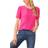CeCe Women's Pin-Tucked Front Short Sleeve Crew Neck Blouse - Bright Rose