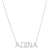 Adina Eden Large Uppercase Block Nameplate Necklace - White Gold/Diamonds