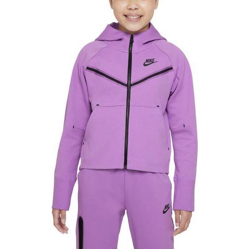 Nike Girls' Sportswear Tech Fleece Full-Zip Hoodie Violet Shock/Black ...