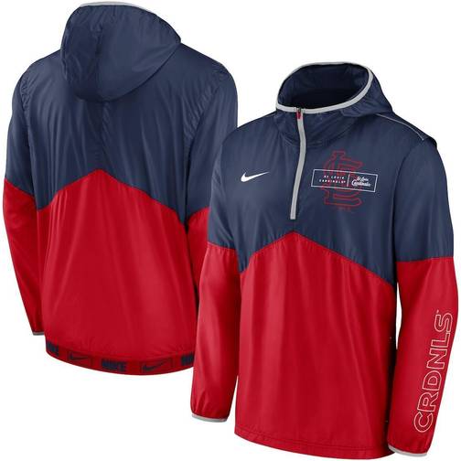 Nike Men's Navy/Red St. Louis Cardinals Overview Half-Zip Hoodie Jacket ...