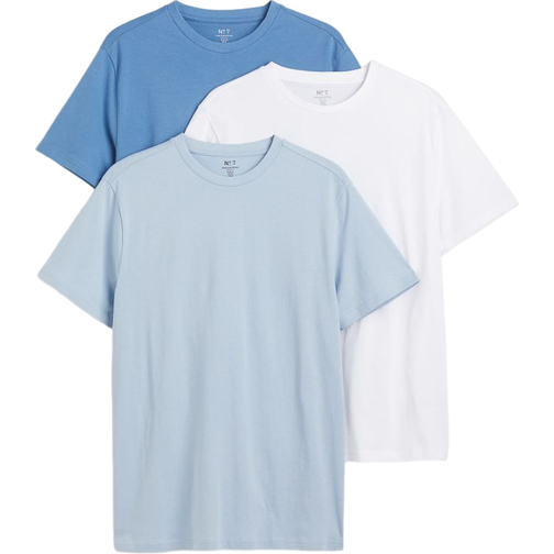 H&M Regular Fit Crew-Neck T-Shirt - Blue/Light Blue/White • Price