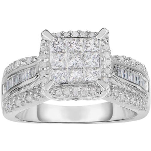 JC Penney Princess-Cut Multi-Top Ring - Silver/Diamonds • Price